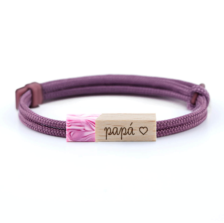 pulseras personalizadas para padres corazon lilac