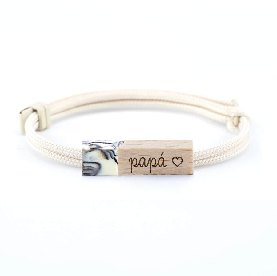 pulseras personalizadas para padres corazon white